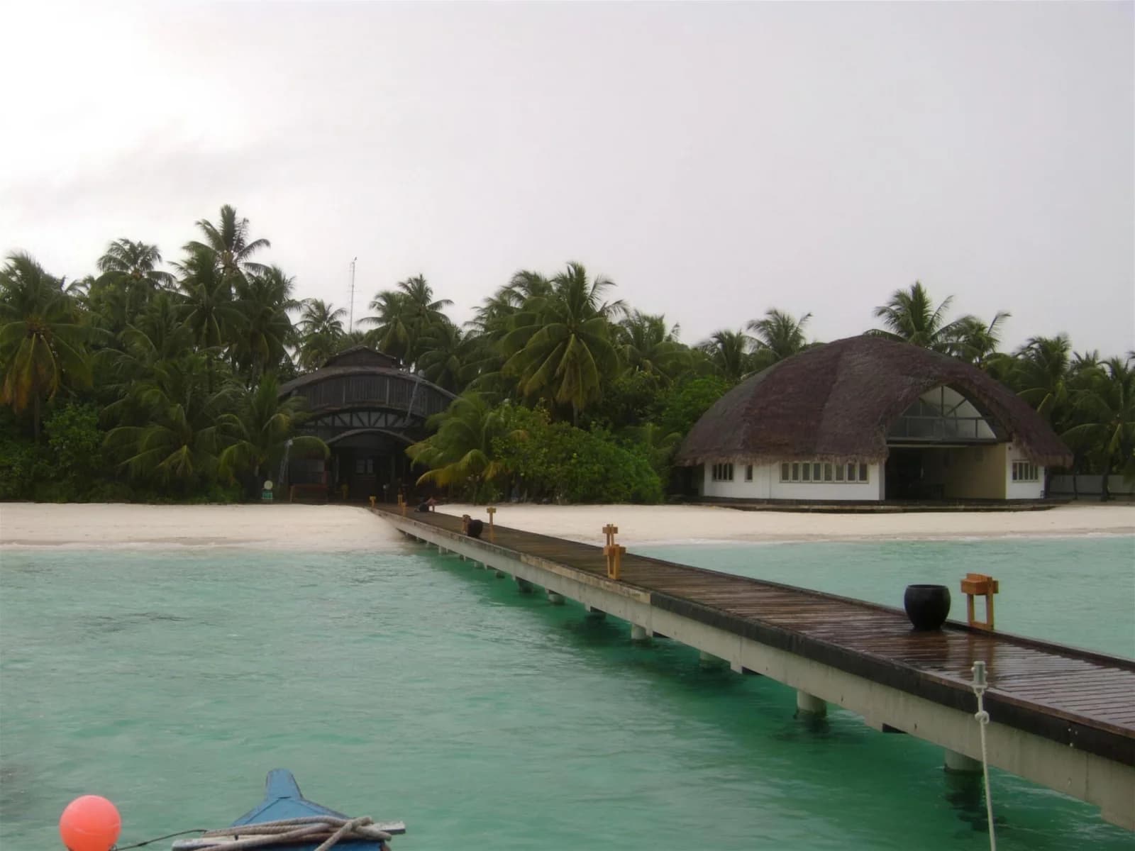 Completed resort villas and jetty at Angsana Velaavaru at dusk